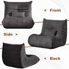 Bean Bag Chair for Adults, Giant Bean Bag Chairs with Lumbar Pillow, Oversized Corduroy Memory Foam Boneless Chair with High-Rebound, Lazy Floor Sofa for Reading Gaming Living Room Bedroom, Grey