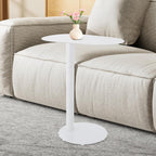 C-Shaped End Table, Metal Small Side Table for Couch, 25" Tall C Shaped Sofa Table Coffee Tray Table for Living Room, Bedroom (White)