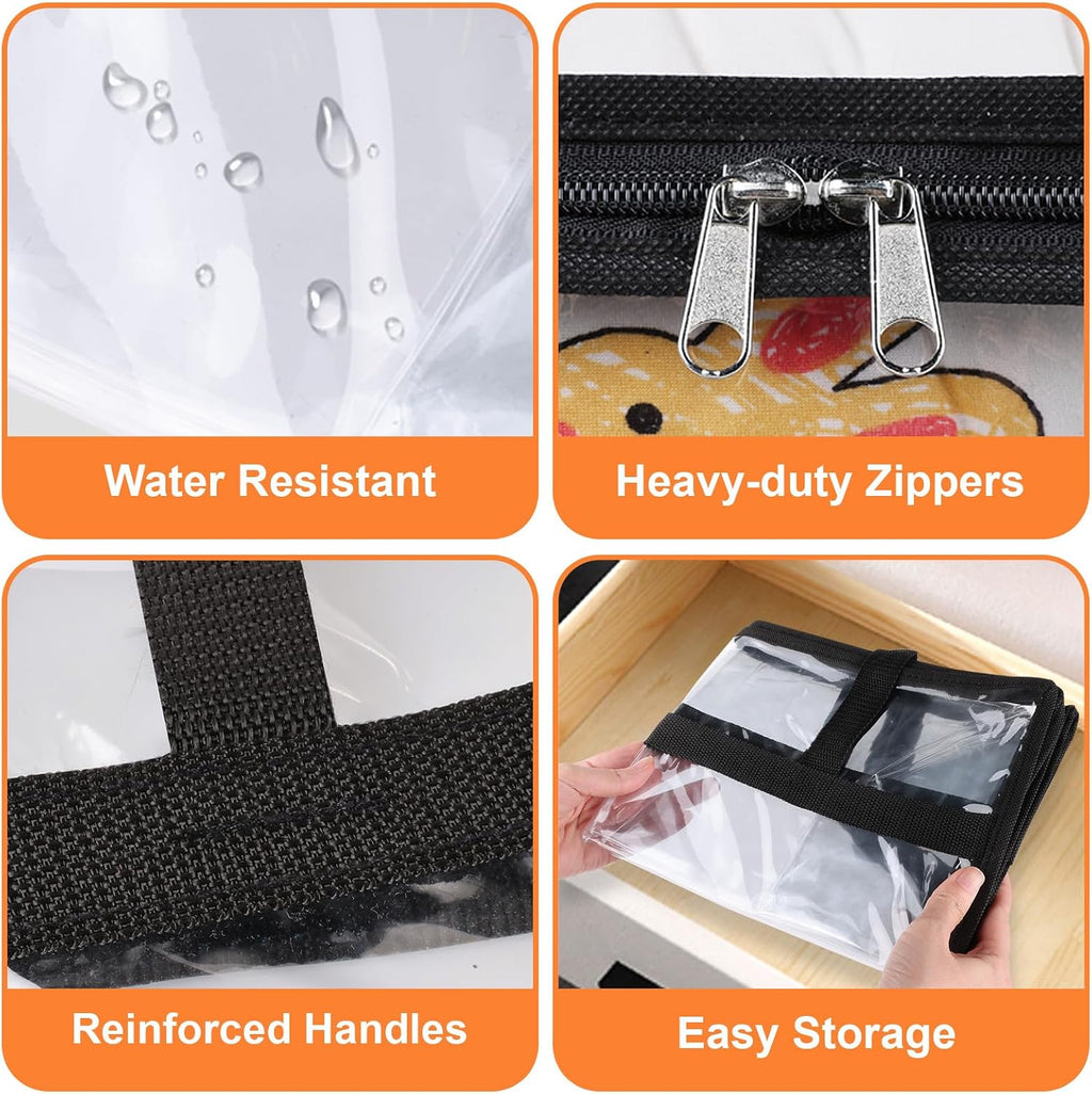 SpaceTrove Clear Storage Bags, 4 Pack Under Bed Storage and Closet Organizers Containers, Vinyl Foldable Heavy-Duty Moving Bags with Zippers for Comforter, Bedding, Duvet, Blanket & Toy Storage, 40L
