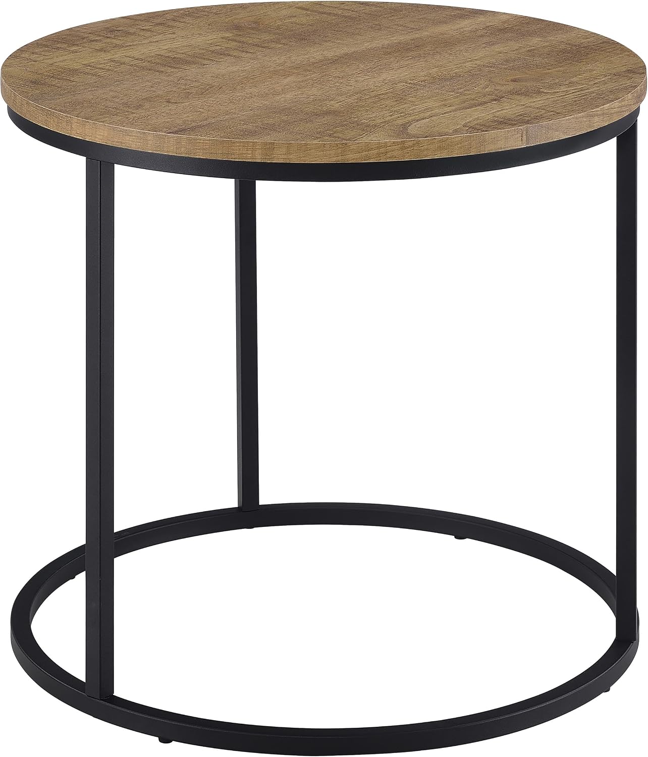 Coaster Home Furnishings - Lainey - Wood and Metal - End Table with Round Top, Open Metal Base and Rustic Style - Living Room - 23-Inch - Mango - 736037