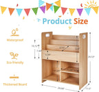 VECELO Wooden Kids Bookshelf, Toddler Bookcase Toy Storage Organizer with Open Shelves, Multi-Purpose Children Book Shelf for Books Toys, Toy Storage Cabinet for Nursery, Playroom, Bedroom, Natural