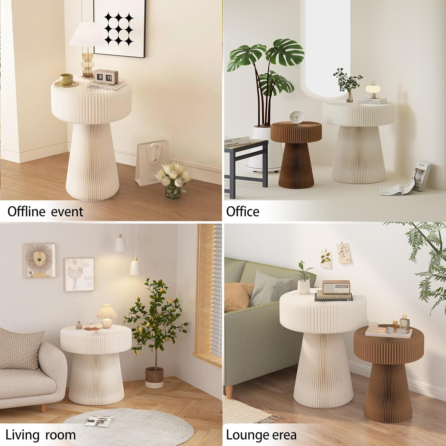 Folding Mushroom Shaped Side Table Small Round End Table for Living Room Bedroom Couch Office Corners