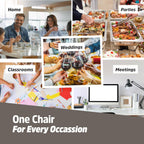 EconoHome 10 Pack White Plastic Folding Chairs, Heavy-Duty Steel Frame, Portable Stackable Foldable Chairs with Non-Slip Feet – Commercial Indoor/Outdoor Seating for Events, Weddings, Office, Parties