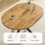 7-Piece Extendable Round Dining Table with Chairs Set for 6, 43"-59" Kitchen Dining Table Set with Heavy Duty Leg for Dining Living Room Apartment(Oak Table + 6 Gray Chairs)