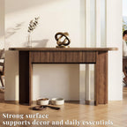 63 Inch Fluted Console Table with Drawers, Entryway Table with Storage, Modern Rounded Hallway Table for Narrow Spaces（Brown）