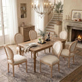 SoarFlash French Dining Chairs Set of 6, Vantage Linen Dining Chair with Round Back, Farmhouse Country Dining Chair for Living Room,Kitchen,Bedroom,Beige