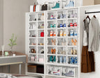 Shoe Storage, 12 Pack X-Large Shoe Organizer for Closet, Shoe Boxes Clear Plastic Stackable Shoe Storage Boxes for Size 13