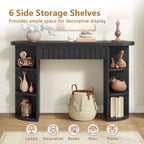 Hoctieon Fluted Console Table with Storage, Entryway Table with Side Storage Shelves, Narrow Sofa Tables Behind Couch, Hallway Tables for Living Room, Entrance, Foyer, Black