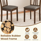 Giantex Wooden Dining Chairs Set of 2, Linen Fabric Upholstered Kitchen Armless Chair w/Rubber Wood Frame, Padded Seat, High Curved Back, Farmhouse Accent Side Chairs for Living Room (Brown+Gray)