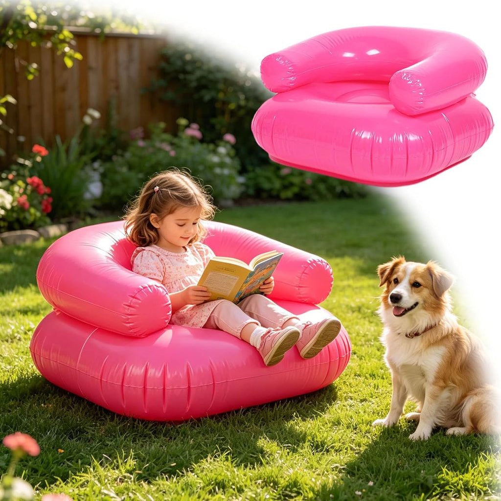 2026 New Inflatable Chair for Kids, Waterproof PVC Blow Up Chairs with 2 Vents, Portable Novelty Blow up Couch Seat for Beach 90s Party Camping, Picnics Party Supplies (1Pc_Pink)