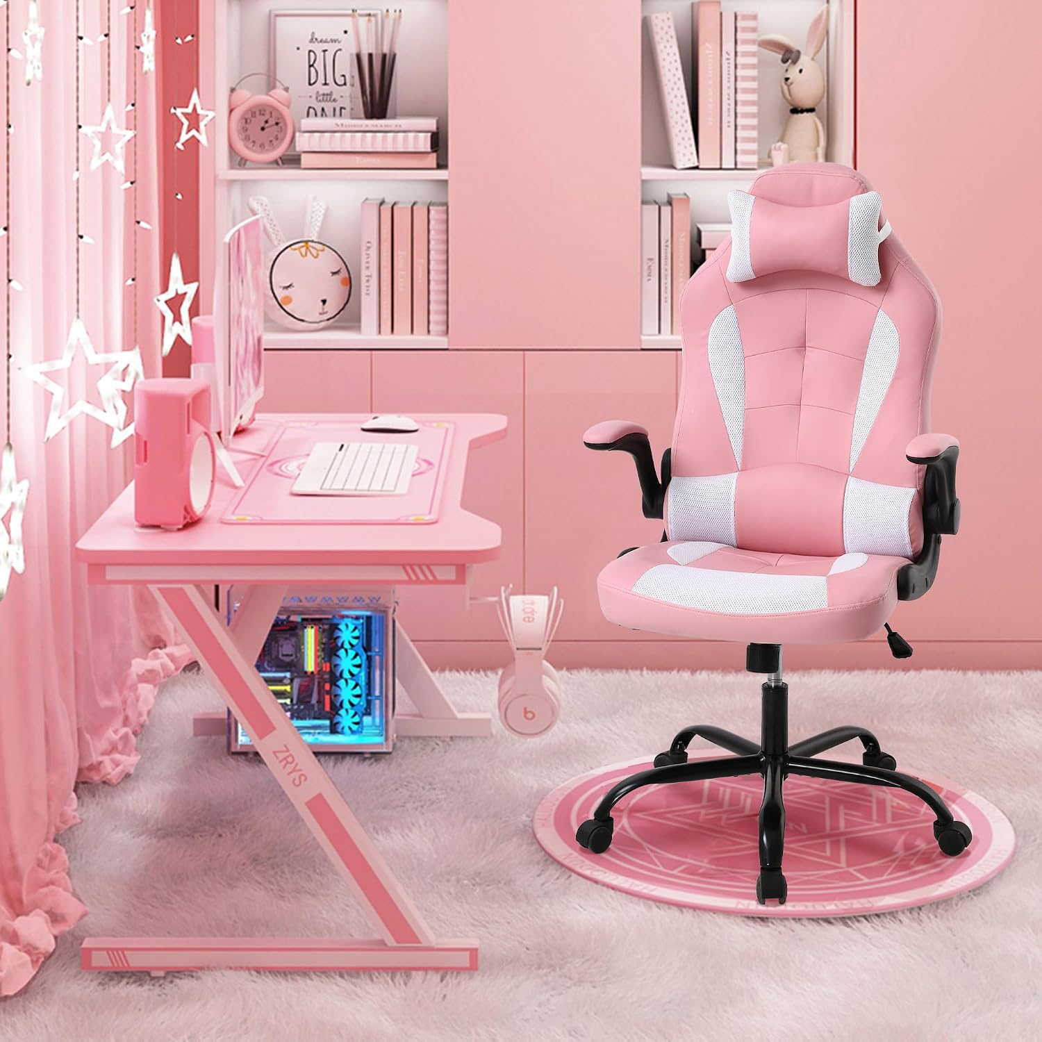 Gaming Chair with Headrest & Lumbar Support - Big & Tall, Height Adjustable, Ergonomic PC Gaming Chair in PU Leather
