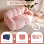 MAXYOYO Bean Bag Chair for Adults, Floral Shaped Bean Bag Sofa | Ultra Soft Faux Fur Floor Sofa, Large Reading Chair for Living Room Bedroom, Pink, Double