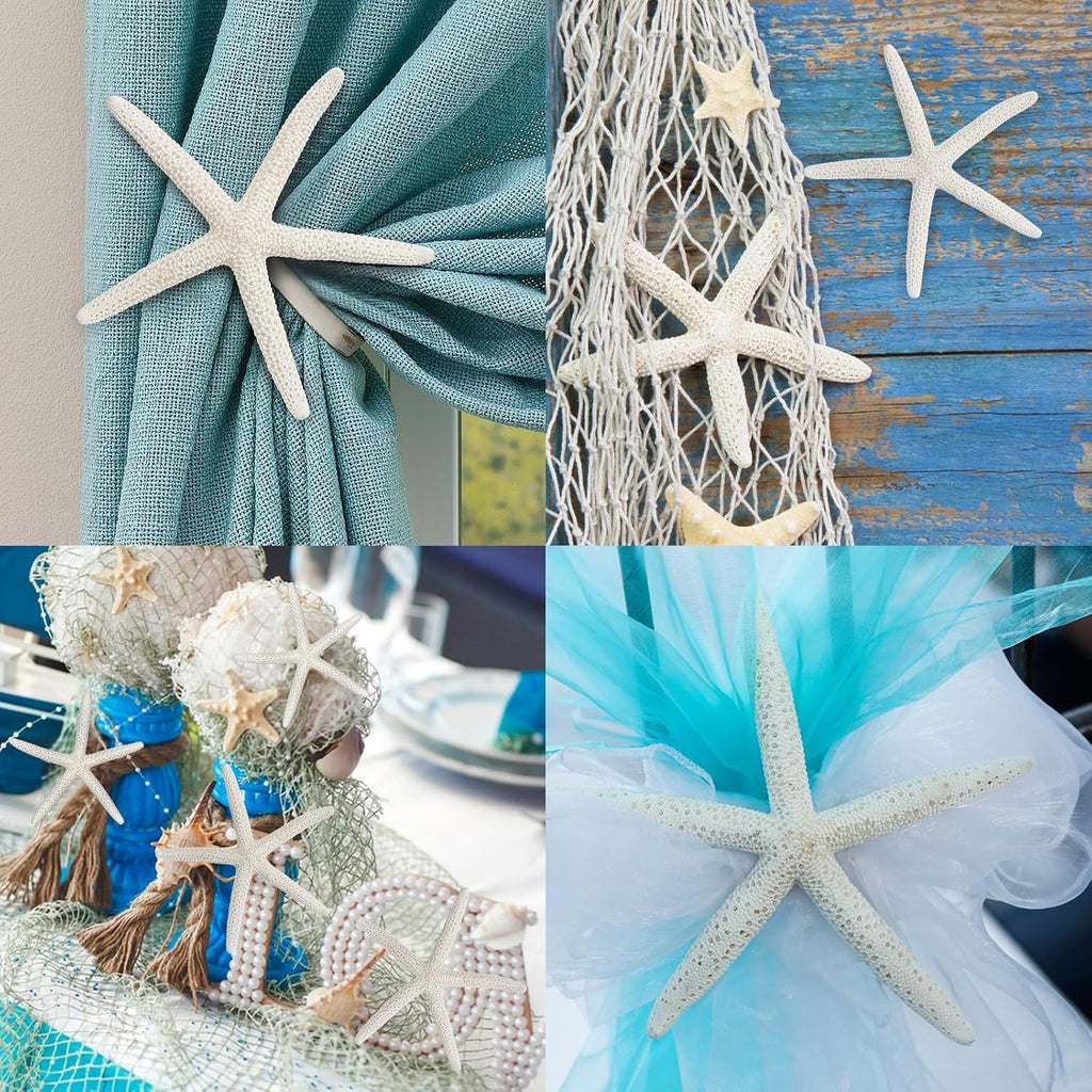 24 PCS Starfish, Mixed Starfish 2" to 3" and 3" to 4" Natural Seashells Starfish White Starfish Ornaments Perfect for Wedding Beach Theme Party Home Decorations, DIY Crafts, Fish Tank