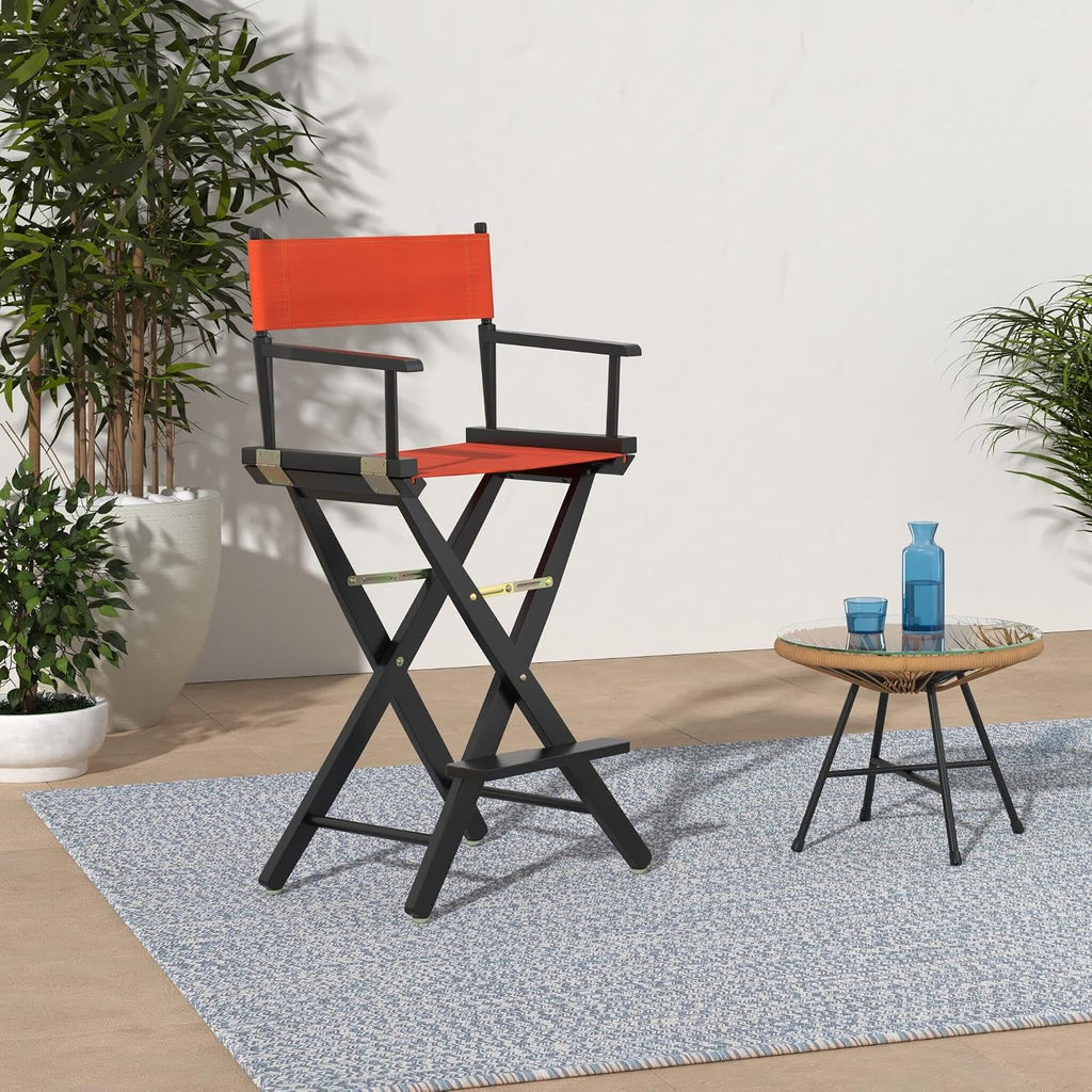 Casual Home 30" Director's Chair Black Frame-with Orange Canvas, Bar Height