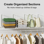 SortNStore Wire Shelf Dividers for Closet: Tall 8 Pack 12-inch Deep Wire Rack Accessories - Adjustable Purse Organizer for Clothes Handbags - Metal Pantry Separators