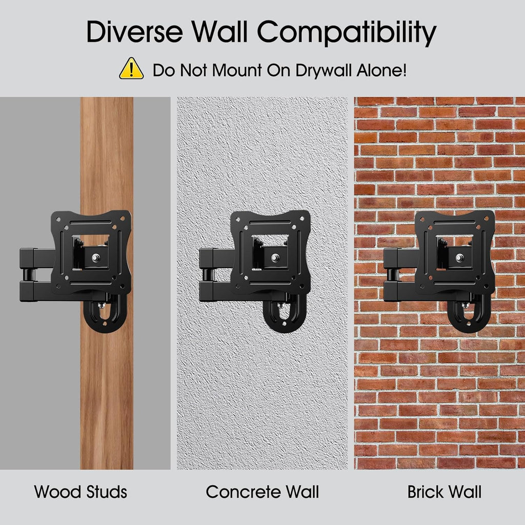 Full Motion TV Wall Mount for Most 12-29 Inch Flat Curved TV&Computer up to 22lbs,Sturdy TV Wall Bracket with Tilt Swivel Extension, Max VESA 100x100mm 17 19 21 23 27 Articulating Monitor Mount