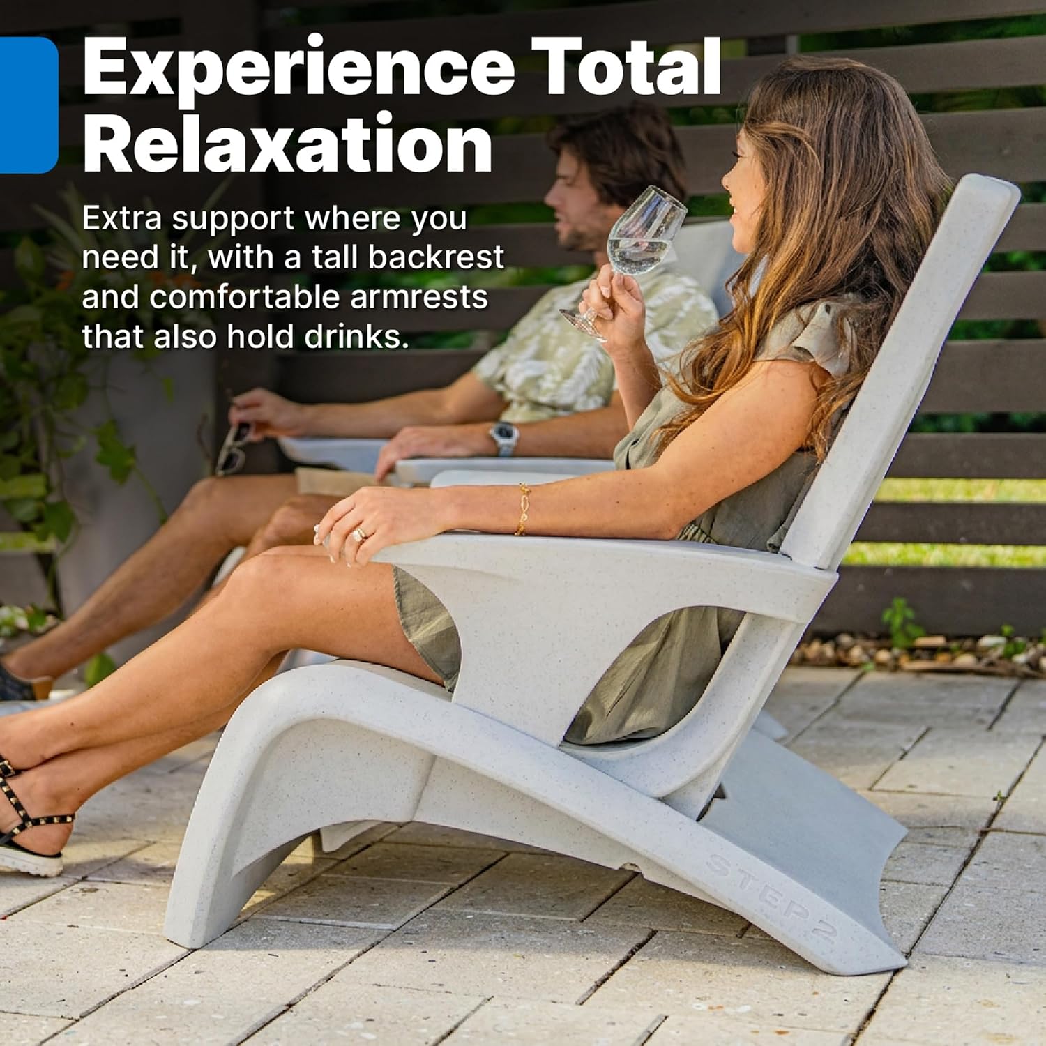 Step2 Vero Adirondack Chair, in Pool or Patio Lounge Seat for 9-inch Sun Shelves, Grey with Speck