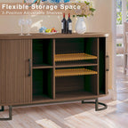 HUAHUU Sideboard Buffet Cabinet with Storage, 54.3" Fluted Tambour, Adjustable Shelves, Mid Century Modern Console for Living Room Kitchen Walnut
