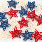 18 Pcs 4th of July Decorations Patriotic Rattan Star Decor Red White and Blue Decorations 3.1 Inch Independence Day Table Decor Party Decorations Vase Bowl Fillers