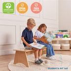 ECR4Kids Kiddo Classroom Bench, 12in Seat Height, Wooden, Children's Furniture, Natural