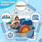 Erament 22Pcs Modular Kids Play Couch for Toddler - Kids Sofa Bed for Playroom, Convertible Furniture Ocean Theme Modular Sofa Building Fort for Inspiring Creativity