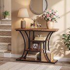 41.3" Industrial 4 - Tier Console Table with Curved Metal Frame, Narrow Long Sofa Table & Entryway Table with Storage Shelves for Living Room, Accent Table for Hallway Furniture Foyer