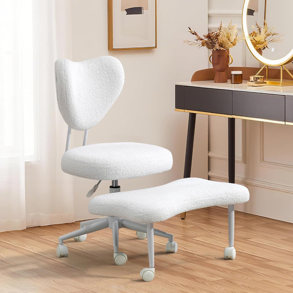 Upgraded Meditation Chair with Adjustable Height Swivel Cross Legged Chair with Wheels ADHD Kneeling Seat Criss Cross Desk Chairs with Adjustable Stool Flexible Design for Fidgety Sitters, Beige Plus