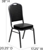 BizChair 4 Pack Crown Back Stacking Banquet Chair in Black Vinyl - Silver Vein Frame