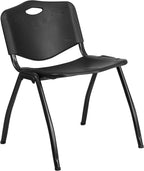 EMMA + OLIVER 880 lb. Capacity Black Plastic Stack Office Side Chair