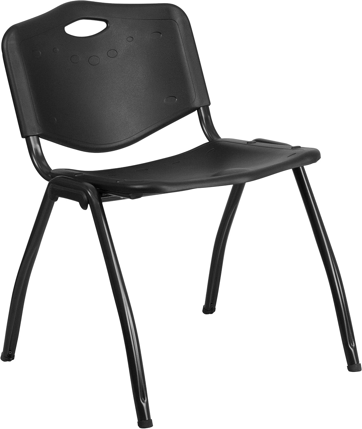 EMMA + OLIVER 880 lb. Capacity Black Plastic Stack Office Side Chair