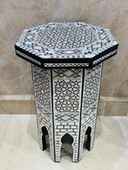 Morrocan Table Design Mother of Pearl Inlaid,Arabic Side Corner cofee Table for Living Room (Classic B)