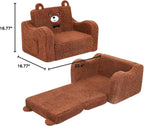 MOMCAYWEX Kids Sofa, 2-in-1 Flip-Out Foam Couch, Soft Play Lounge Chair for Toddlers and Children, Brown