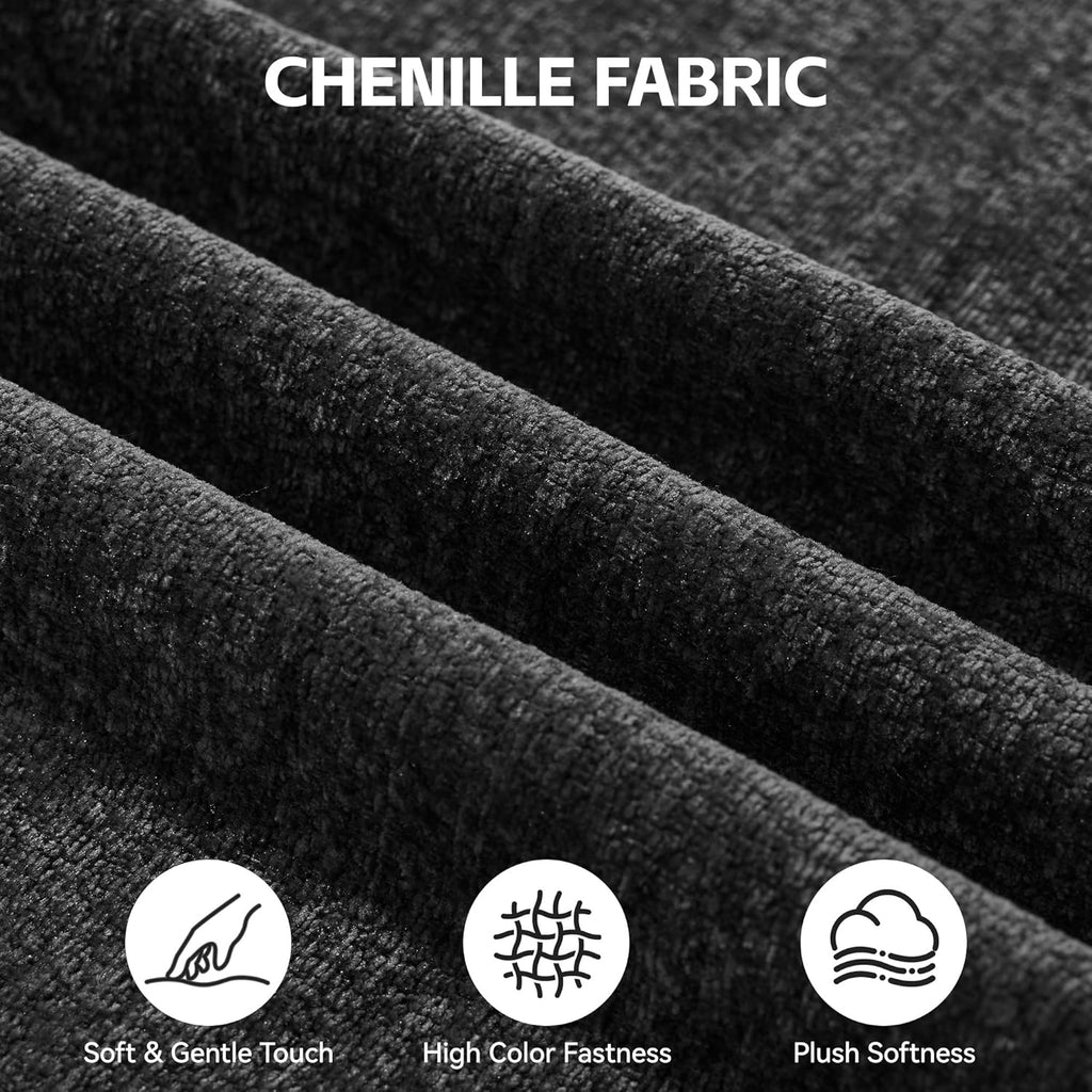 35" Boneless Ottoman, Chenille Modular Sectional Cloud Couch Ottoman, Comfy Upholstered Footrest for Living Room, Bedroom, Apartment, Dark Gray