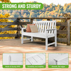 Backyard Expressions Poly Patio Bench (800 Lb Capacity) – Weatherproof Outdoor Bench, Low Maintenance, Heavy-Duty Recycled Material – Ideal for Porch, Patio & Park (White Woodgrain Look)