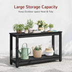 Stoog Outdoor Console Table, All-Weather 2-Tier Patio Console Table with Adjustable Feet, Low Maintenance, for Backyard, Garden, Entryway, and Deck, Black