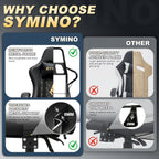 Symino Gaming Chair with Footrest, Linkage Armrests & 10cm Thick Seat, PU Leather Ergonomic Computer Chair, 150° Recline Office Chair, Black