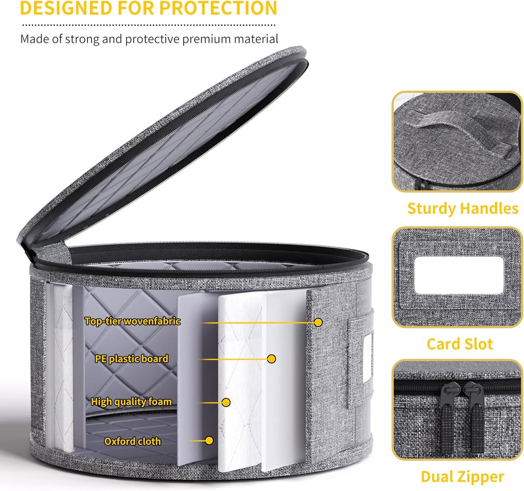 China Storage Containers Hard Shell Box for Moving Dishes, Plate, Wine and Glasses, Dinnerware, Mugs, Saucers Quilted Organizer Dividers for Packing Fine China Storage Containers 5Piece Grey