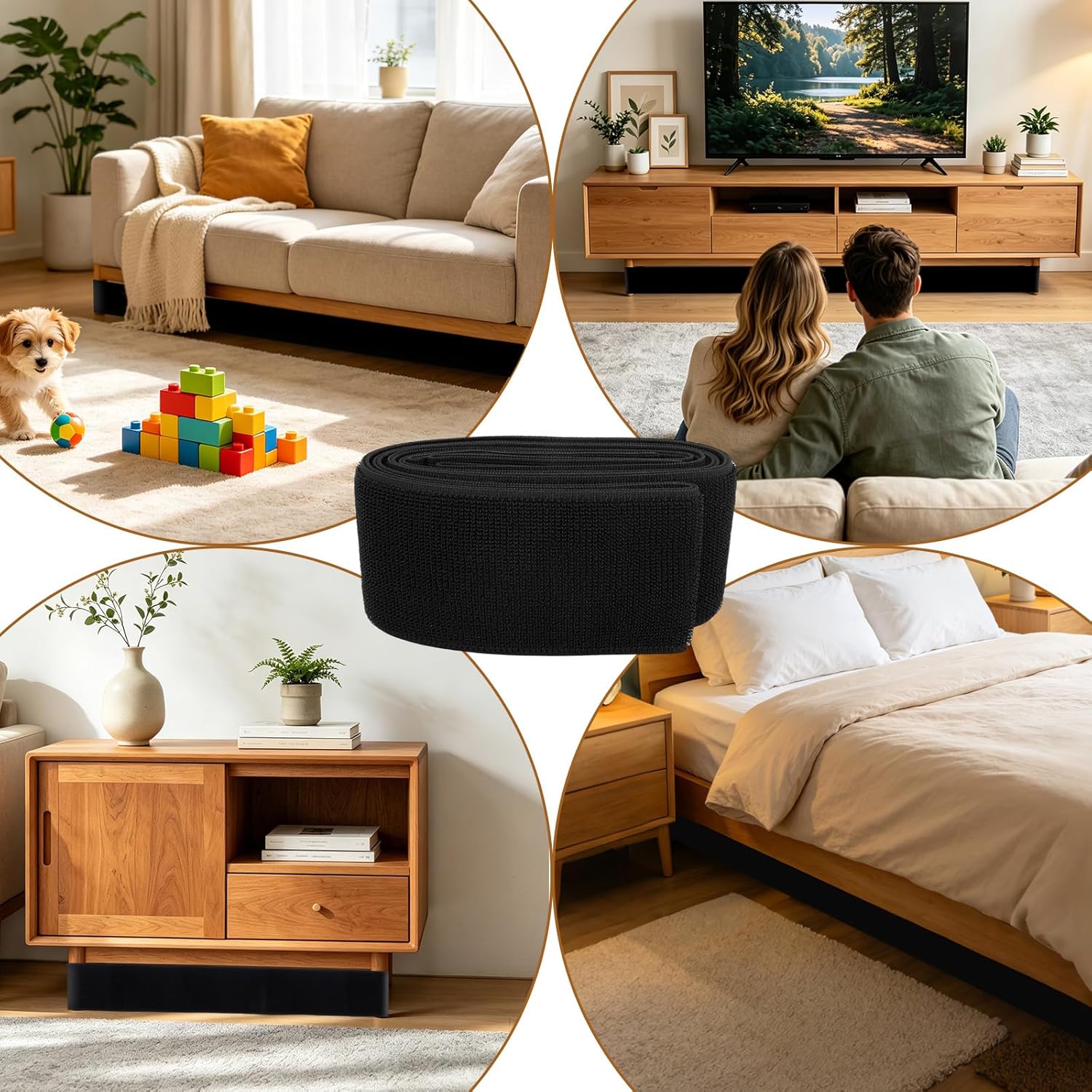 Under Couch Blocker for Pets and Kids Toys, 335x7.5cm/131.89x2.95in Adjustable Elastic Bed Blocker Cat Barrier Dog Couchs Stopper Furniture Gap Filler Protector for Sofa Cabinet
