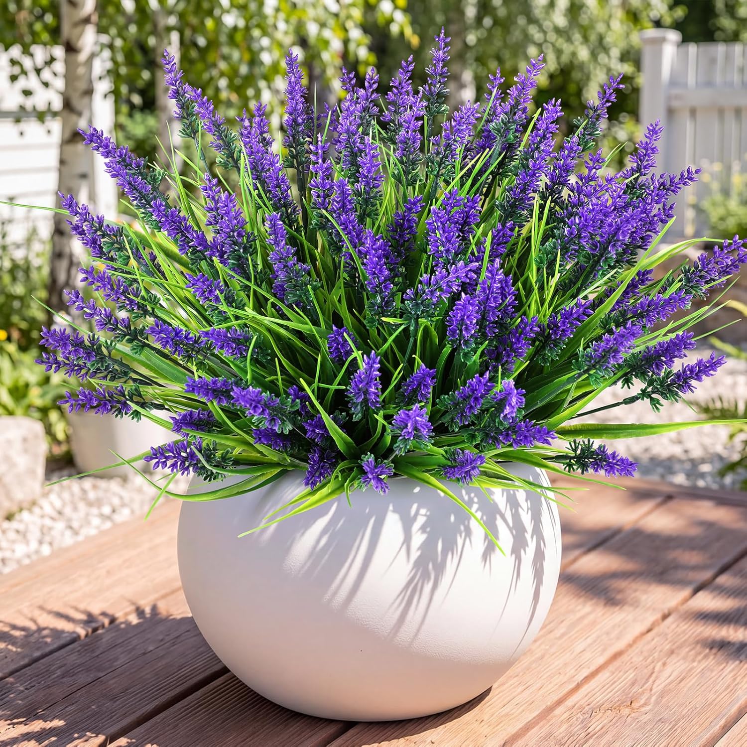 16 Bundles Faux Outdoor Plants, UV Resistant Fake Lavender & Monkey Grass, Realistic Artificial Flowers & Greenery for Outdoor Planters, Porch, Patio, Farmhouse Decor (Purple)