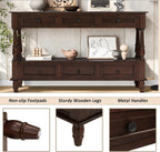 Knocbel Console Table with 6 Storage Drawers and Bottom Shelf, Vintage Sofa Table with Solid Wood Frame and Legs for Entryway Living Room, 54" W x 13.5" D x 32" H, Espresso