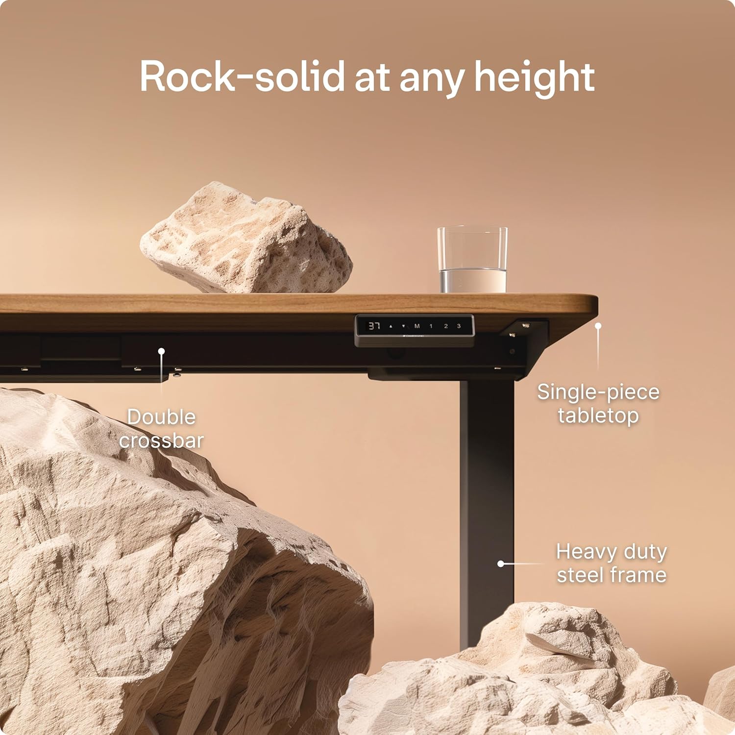 Desktronic HomePro Standing Desk 70x30 — Made in Europe, Ergonomic Sit Stand Home Office Desk, Electric Height Adjustable, Dual Motor, USB & USB-C Charging, Wobble-Free, Touchscreen, 3 Memory Presets