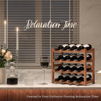 Wine Rack，Bamboo Wine Storage Cabinet Shelf，Countertop Wine Shelf- Freestanding Wine Holder for Kitchen & Pantry (Brown, 4-Tier)