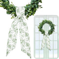 Whaline 2 Pcs Green Flower Wreath Sash for Front Door Chinoiserie Floral Garland Ribbon for Holiday Party Home Decor Indoor Outdoor