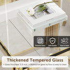 Luxury Gold Square Glass End Table, 19.7" Modern Side Table with Stainless Steel Irregular Leg Clear Tempered Glass Tabletop, Accent Furniture for Living Room (Clear, Set of 2)