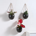 Set of 3 Ceramic Wall Planters - Small Hanging Pocket Vases for Indoor Plants & Dried Flowers, Wall Decor for Home Room Garden Office