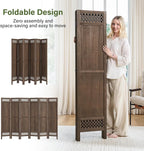 Privacy Screen Room Divider Panel - 67 Inch Tall Natural Wood Folding Partition Room Dividers, No-Assembly Required, Enhance Privacy and Aesthetic Appeal, Ideal for Home or Office Brown 6 Panel