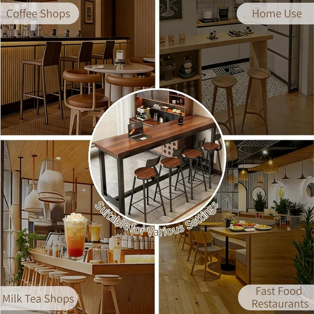 41 Inch Narrow Bar Table with Solid Wood Top - Tall Counter Height Dining Bar Table on Metal Frame, Saving Pub Table for Kitchen,Living Room,Behind Couch or Coffee Shop(Chair Not Included)