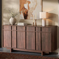 Sideboard Buffet Cabinet with Storage, Mid Century Modern Accent Cabinet with Skeleton Line & Wood Grain Texture,Minimalist Geometric Credenza for Living Room, Kitchen and Entryway, Walnut