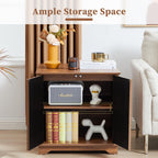 Bifins 24inch Large Square End Table with Storage,Mid Century Modern 2 Door Sofa Side Table with Shelf for Living Room Office