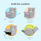 DaVinci Hayden Recliner and Swivel Glider in Misty Grey, Greenguard Gold & CertiPUR-US Certified
